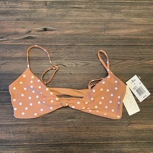 LSpace polka dot bikini top (tan/brown/white)